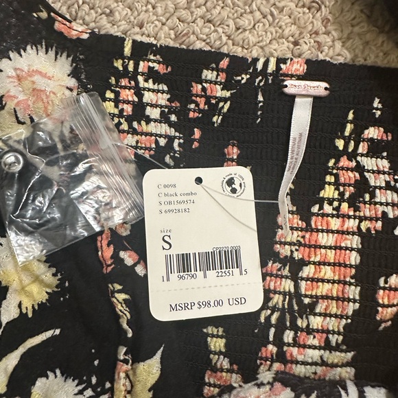 Free People Hilary Top Black Floral Boho Summer Print - Picture 6 of 8